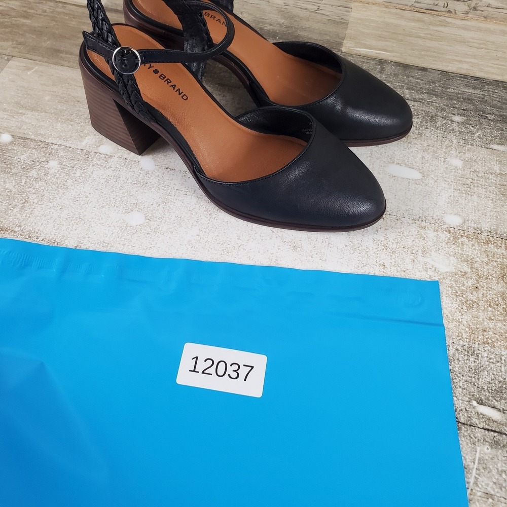 Lucky Brand Ravynna Women Pumps Sz 6.5 M Black Ankle Strap Block Heel Almond Toe - Picture 10 of 10